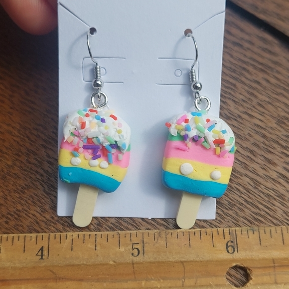 3/$10 Ice Cream Popsicle Dangle Earrings Handmade - Picture 3 of 3